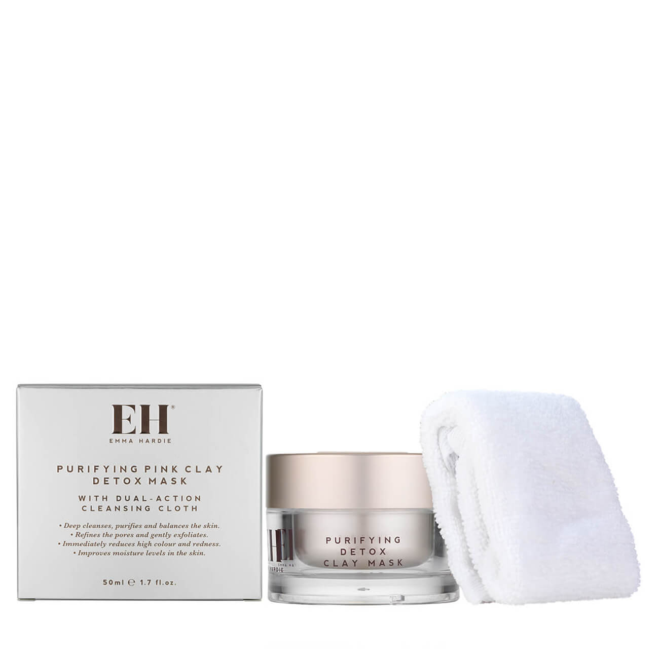 Emma Hardie Purifying Pink Clay Detox Mask With Сloth 50 мл - Маска для обличчя очищаюча з Рожевою Глиною з Рушником Emma Hardie Purifying Pink Clay Detox Mask With Сloth 50 мл - Маска для обличчя очищаюча з Рожевою Глиною з Рушником